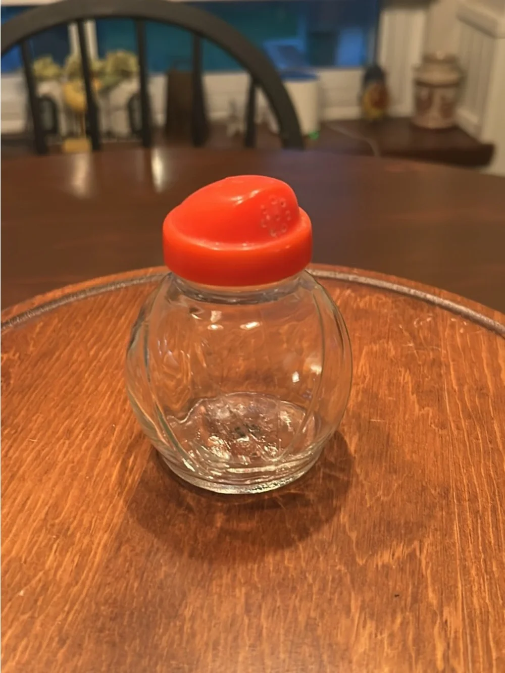 Clear Glass Spice Jar with Orange Flip-Top Lid